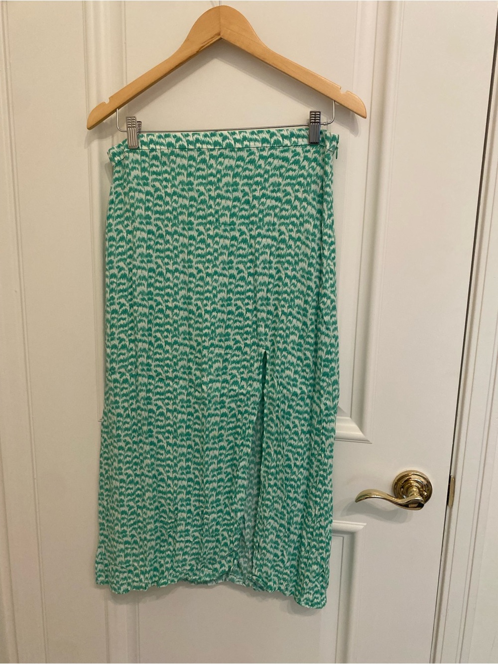 H&M Teal and White Printed Maxi Skirt